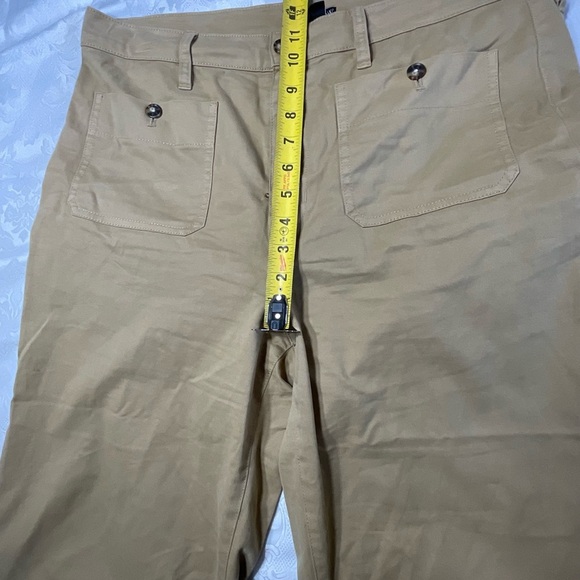 J Crew Women button front pocket size 31 tan Flat Front Straight High Rise pants - Picture 10 of 12